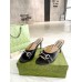 Gucci Horsebit Slide Sandals 85mm in Black Leather with Crystals
