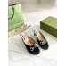 Gucci Horsebit Slide Sandals 85mm in Black Leather with Crystals