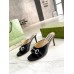Gucci Horsebit Slide Sandals 85mm in Black Leather with Crystals