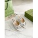 Gucci Horsebit Slide Sandals 85mm in White Leather with Crystals