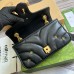 Gucci GG Marmont Small Shoulder Bag in Black Leather with Double G Studs