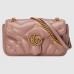 Gucci GG Marmont Small Shoulder Bag in Nude Leather with Double G Studs