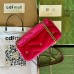 Gucci GG Marmont Small Shoulder Bag in Pink Velvet with Double G Studs