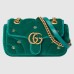 Gucci GG Marmont Mini Shoulder Bag in Green Velvet with Double G Studs