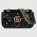 Gucci GG Marmont Mini Shoulder Bag in Black Velvet with Double G Studs
