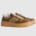 Gucci Mens Sneakers in Beige GG Canvas with Brown Leather
