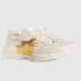 Gucci Mens Rhyton Sneakers in White Leather with Tiger Print