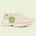 Gucci Mens Rhyton Sneakers in White Leather with Star Print
