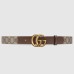 Gucci GG Supreme & Brown Leahter Belt 30MM with Double G Buckle