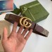 Gucci GG Supreme & Brown Leahter Belt 30MM with Double G Buckle