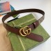 Gucci GG Supreme & Brown Leahter Belt 30MM with Double G Buckle