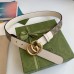 Gucci GG Supreme & White Leahter Belt 30MM with Double G Buckle