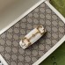 Gucci Horsebit 1955 Shoulder Bag in GG Canvas with White Leather