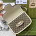 Gucci Horsebit 1955 Shoulder Bag in GG Canvas with White Leather