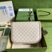 Gucci Horsebit 1955 Shoulder Bag in White GG Supreme Canvas
