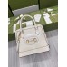 Gucci Horsebit 1955 Small Top Handle Bag in White Calfskin