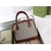 Gucci Horsebit 1955 Small Top Handle Bag in GG Canvas with Brown Leather