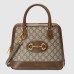 Gucci Horsebit 1955 Small Top Handle Bag in GG Canvas with Brown Leather