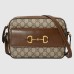 Gucci Horsebit 1955 Small Shoulder Bag in GG Canvas with Brown Leather