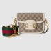 Gucci Horsebit 1955 Mini Bag in GG Canvas with White Calfskin