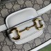 Gucci Horsebit 1955 Mini Bag in GG Canvas with White Calfskin