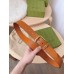 Gucci Brown Leather Belt 35MM with Square Buckle and Interlocking G