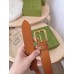 Gucci Brown Leather Belt 35MM with Square Buckle and Interlocking G
