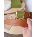 Gucci Brown Leather Belt 35MM with Square Buckle and Interlocking G