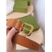 Gucci Brown Leather Belt 35MM with Square Buckle and Interlocking G