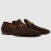 Gucci Mens Jordaan Loafers in Dark Brown Suede Leather
