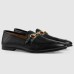 Gucci Mens Horsebit Slip-on Loafer in Black Leather with Web