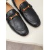 Gucci Mens Horsebit Slip-on Loafer in Black Leather with Web