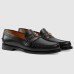 Gucci Mens Loafers in Black Leather with Interlocking G