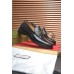 Gucci Mens Loafers in Black Leather with Interlocking G