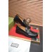 Gucci Mens Loafers in Black Leather with Interlocking G