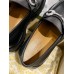 Gucci Womens Lug Sole Loafers in Black Leather with Crystals Horsebit