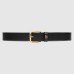 Gucci Black Leather Belt 35MM with Square Buckle and Interlocking G