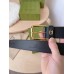 Gucci Black Leather Belt 35MM with Square Buckle and Interlocking G