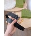 Gucci Black Leather Belt 35MM with Square Buckle and Interlocking G