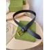 Gucci Black Leather Belt 35MM with Square Buckle and Interlocking G