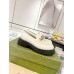 Gucci Womens Lug Sole Loafers in White Leather with Enameled G