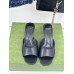 Gucci Interlocking G Heel Sandals in Black Leather