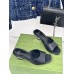 Gucci Interlocking G Heel Sandals in Black Leather