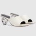 Gucci Interlocking G Heel Sandals in White Leather