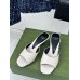 Gucci Interlocking G Heel Sandals in White Leather