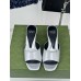 Gucci Interlocking G Heel Sandals in Silver Metallic Leather