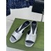 Gucci Interlocking G Heel Sandals in Silver Metallic Leather