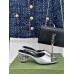 Gucci Interlocking G Heel Sandals in Silver Metallic Leather