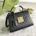 Gucci Padlock Small Top Handle Bag in Black Signature Leather