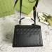 Gucci Padlock Small Top Handle Bag in Black Signature Leather